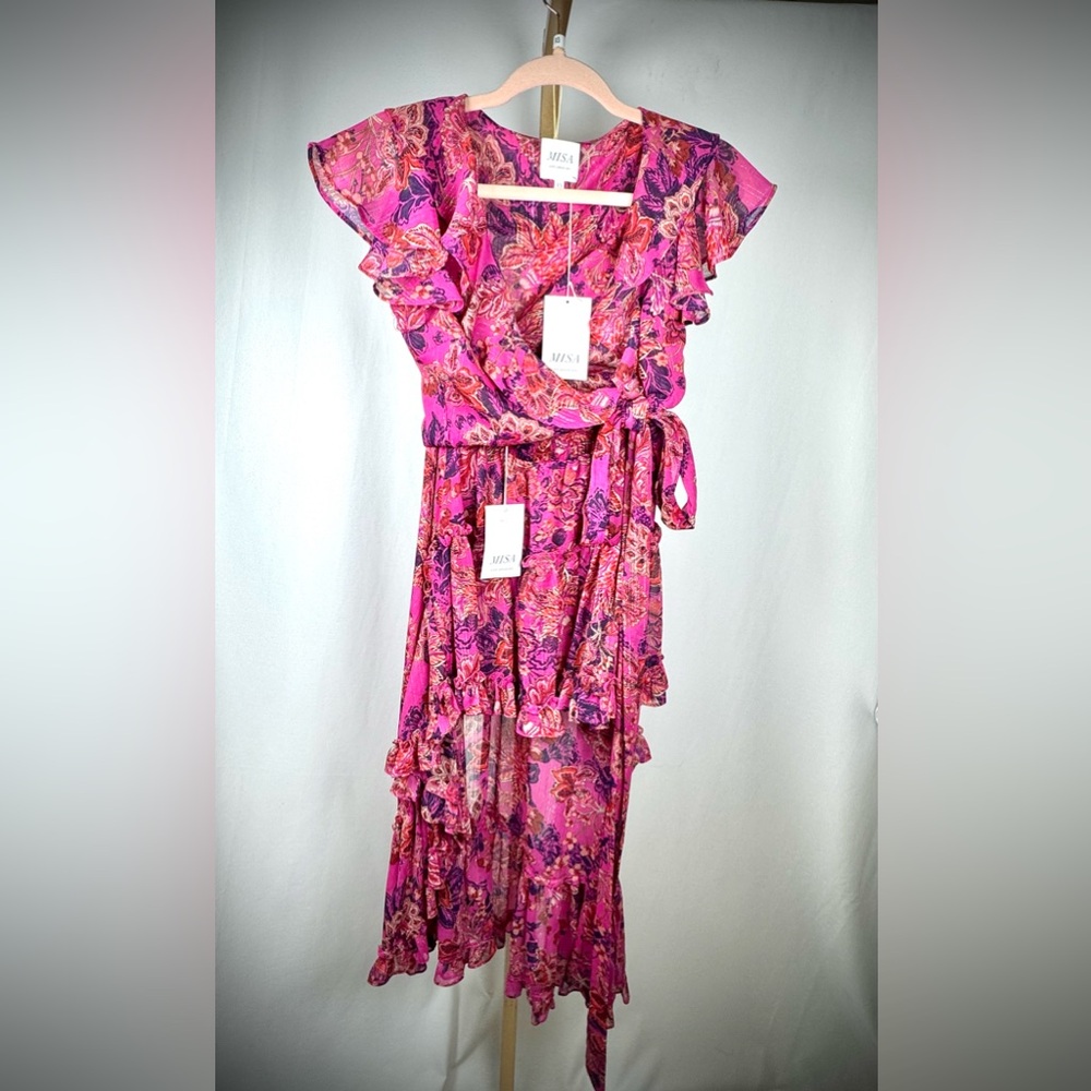 Misa Los Angeles Pink Asymmetrical Dress